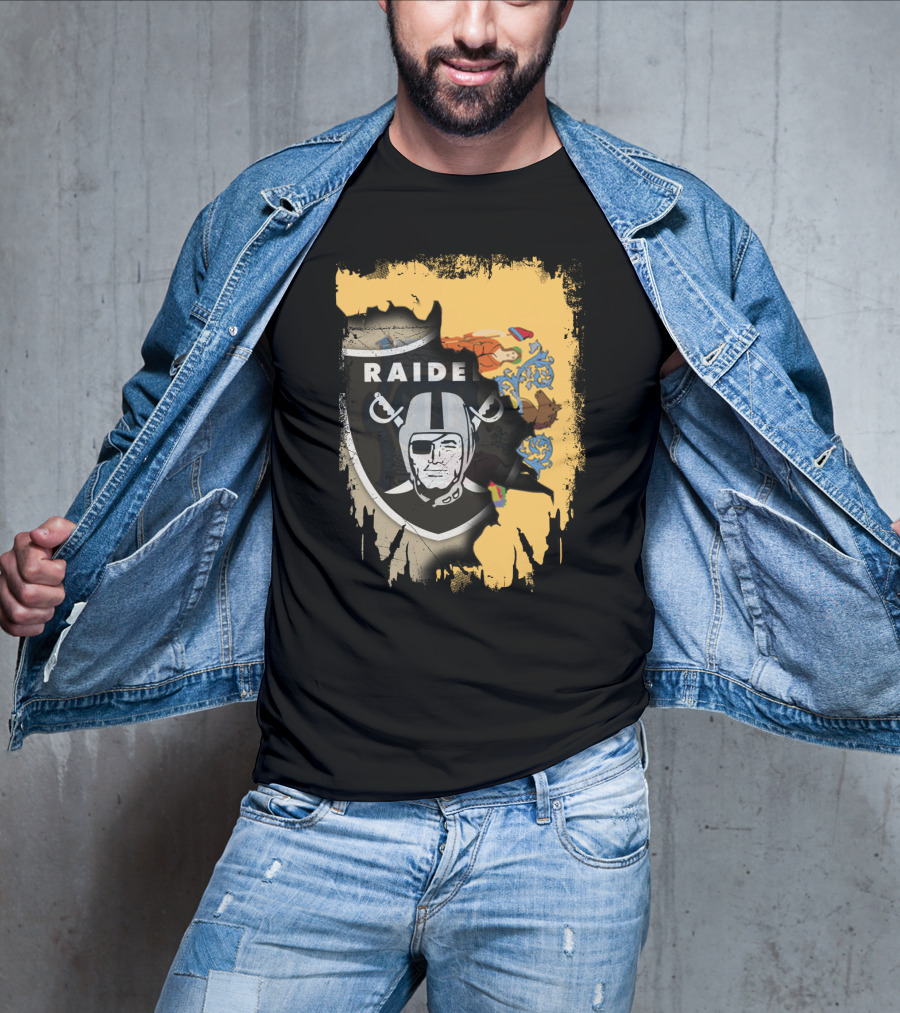 New Jersey Raiders Shield Over State Flag Elements T-Shirt