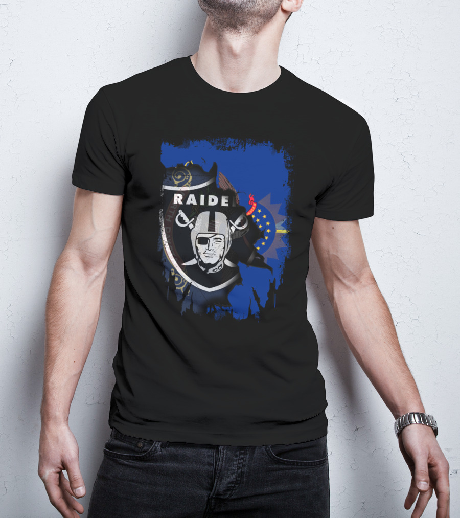 Raider Shield Blended With North Dakota Emblem T-Shirt