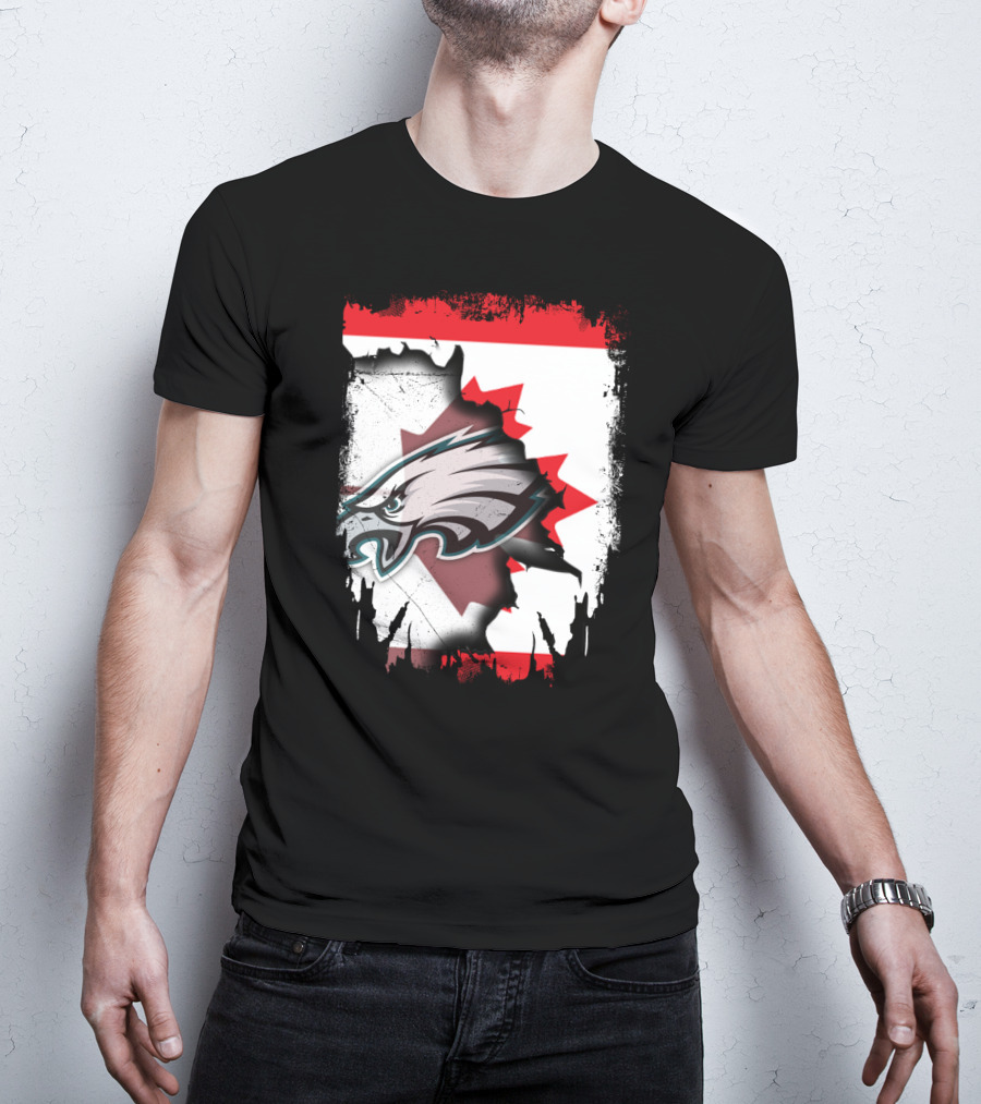 Together Canada Philadelphia Eagles Maple Leaf Rip T-Shirt