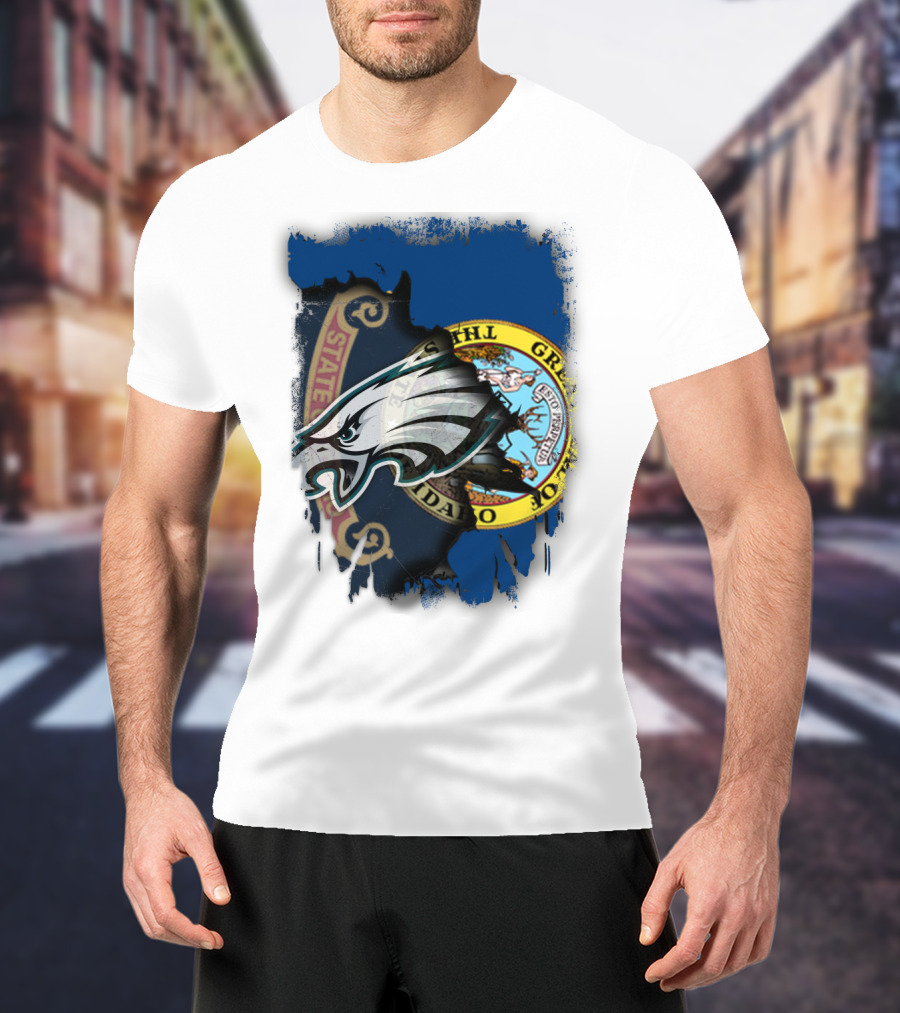 Idaho State Pride With Eagles NFL Team Logo Integration T-Shirt