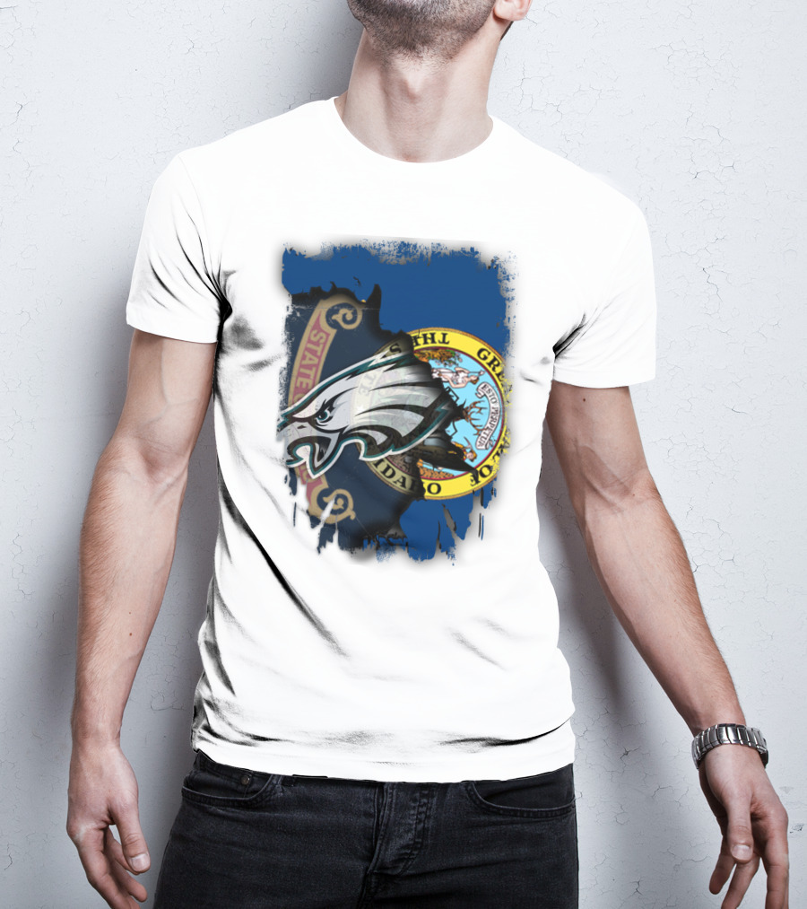 Idaho State Pride With Eagles NFL Team Logo Integration T-Shirt