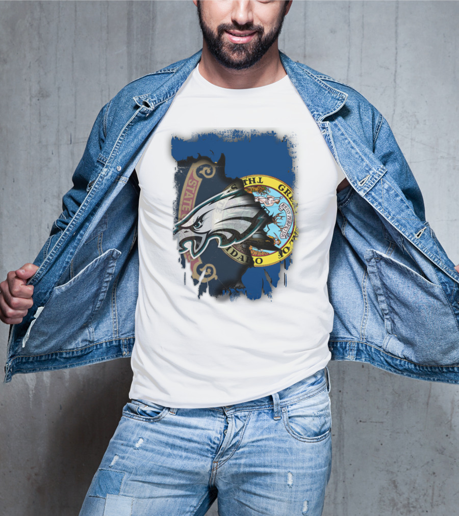 Idaho State Pride With Eagles NFL Team Logo Integration T-Shirt