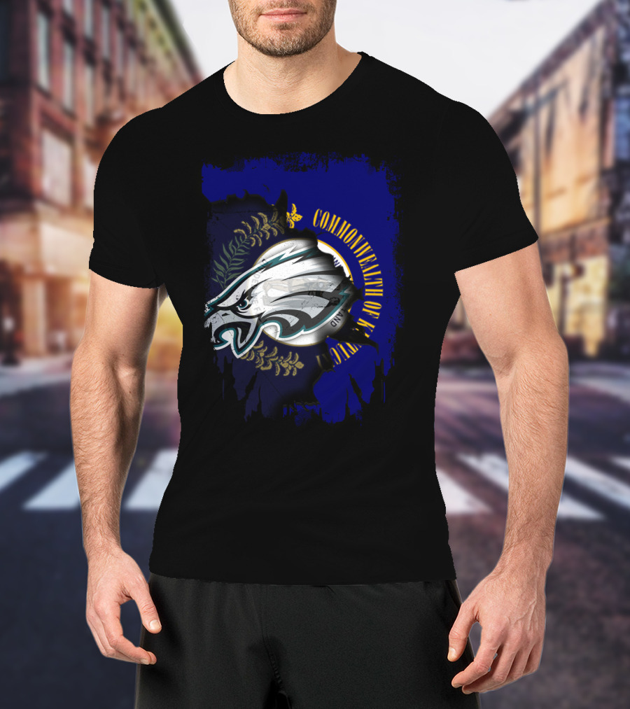 Commonwealth Of Kentucky With Eagles Logo Fusion T-Shirt