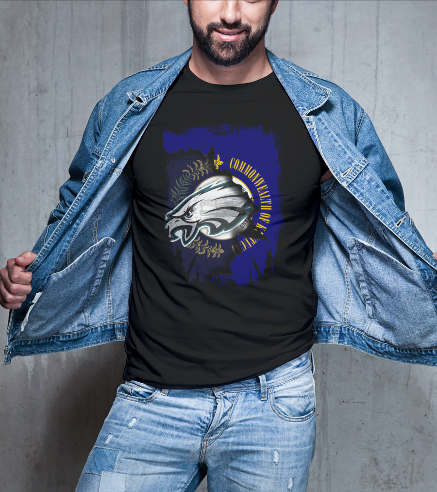 Commonwealth Of Kentucky With Eagles Logo Fusion T-Shirt