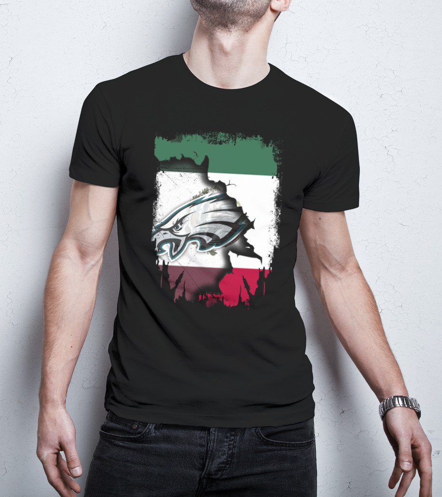 Mexico Flag With Philadelphia Eagles T-Shirt