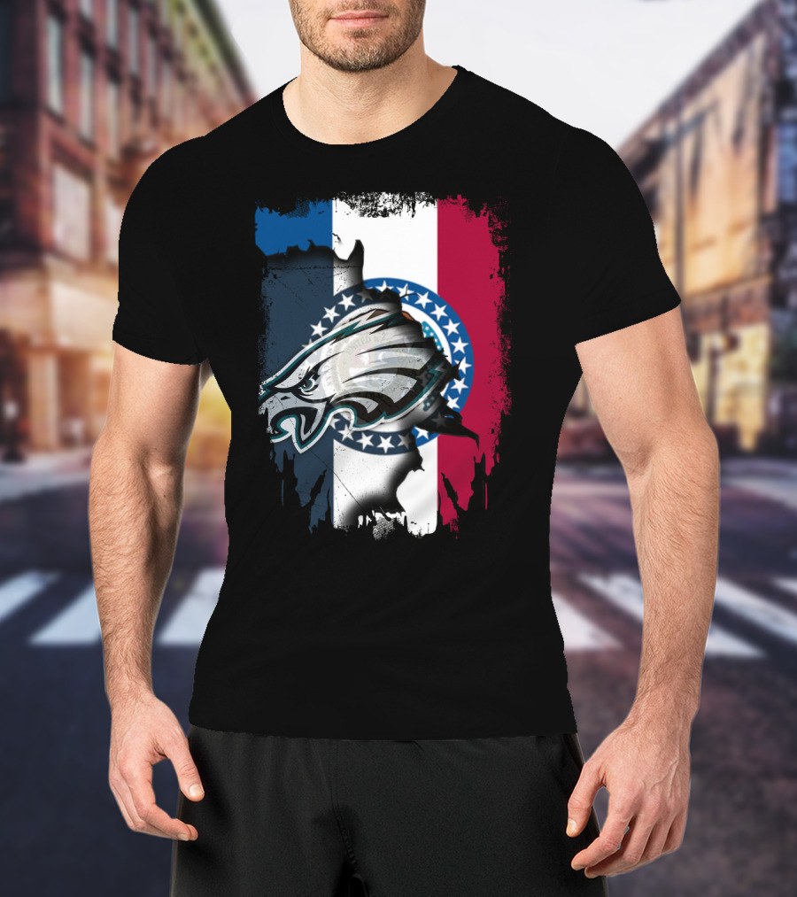 Missouri State Flag Background With Eagles NFL Team T-Shirt
