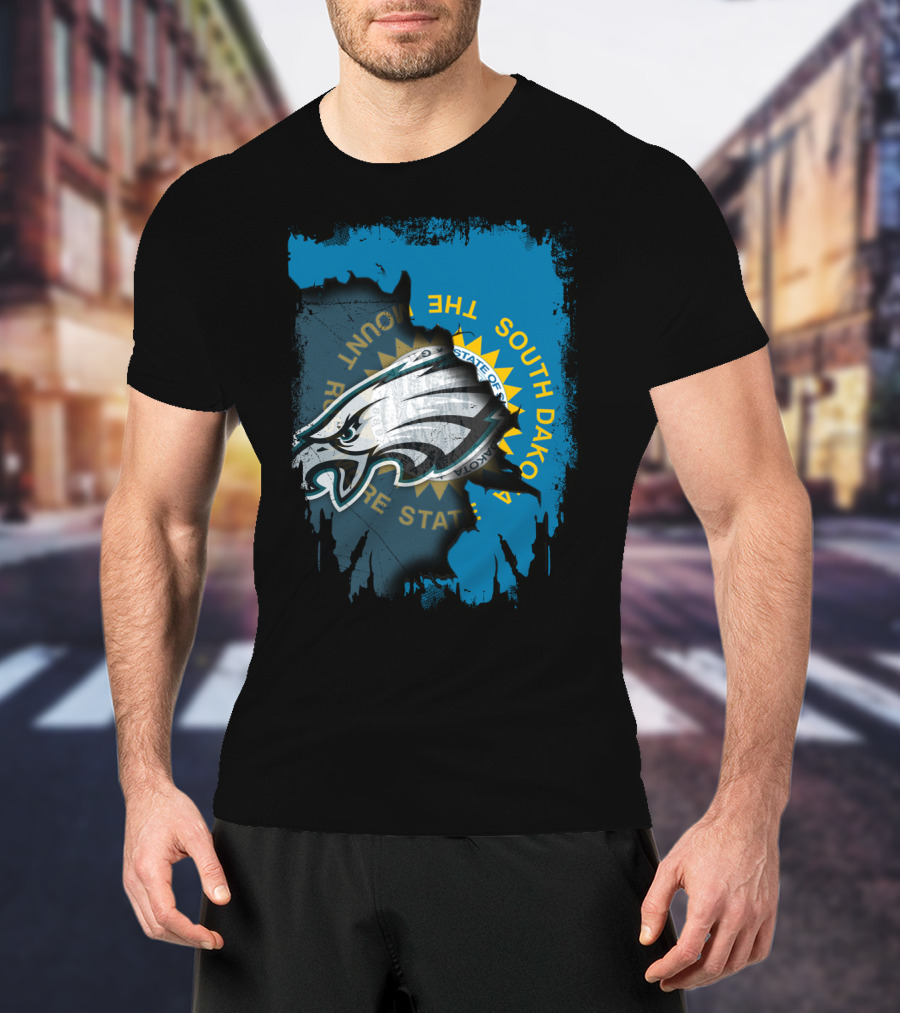Philadelphia Eagles South Dakota Map State T-Shirt