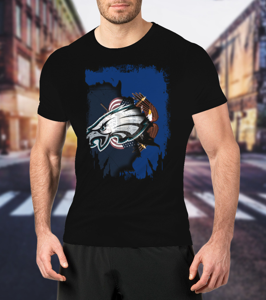 Together Utah Philadelphia Eagles USA Flag Eagle Fusion T-Shirt