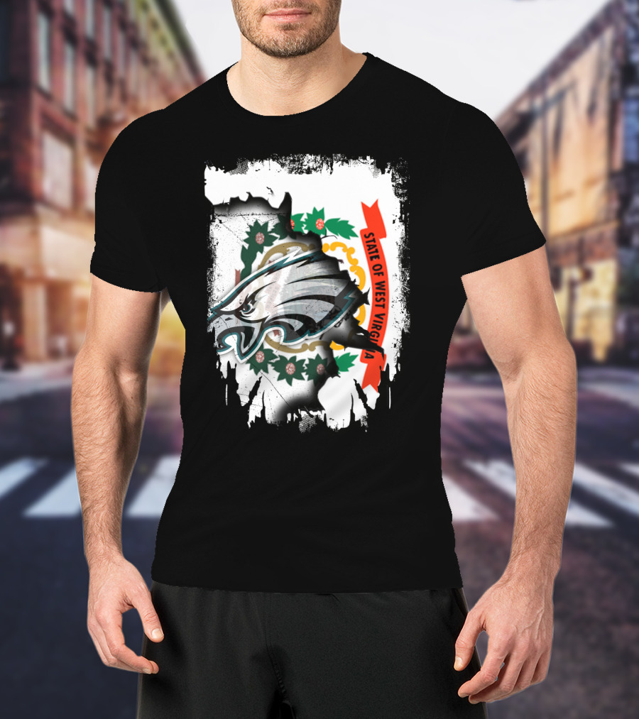 State Of West Virginia With Eagles Emblem T-Shirt