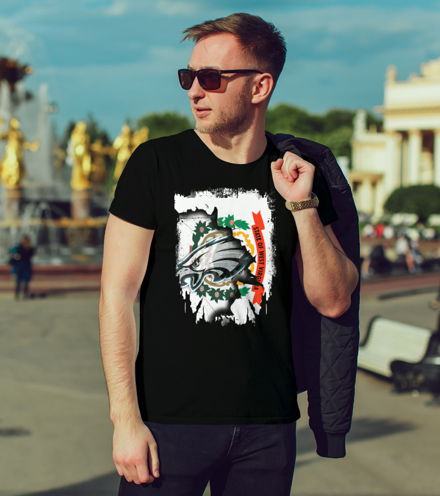 State Of West Virginia With Eagles Emblem T-Shirt