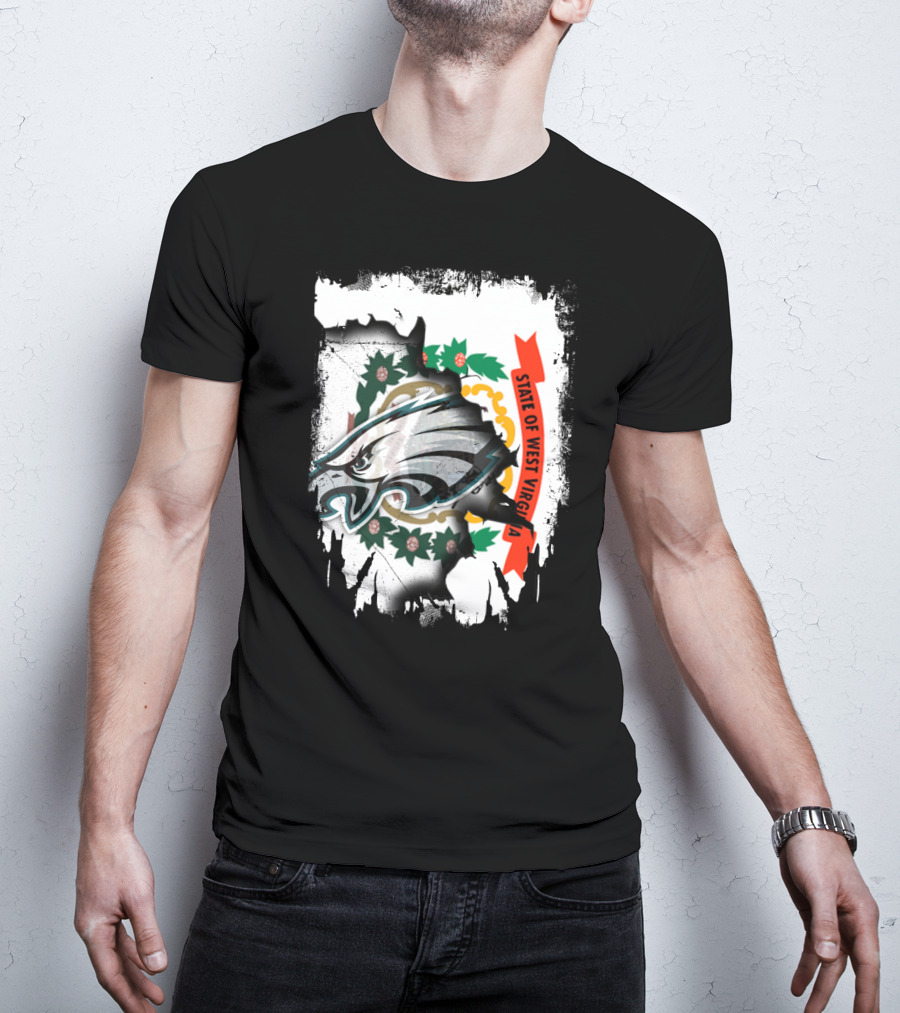 State Of West Virginia With Eagles Emblem T-Shirt