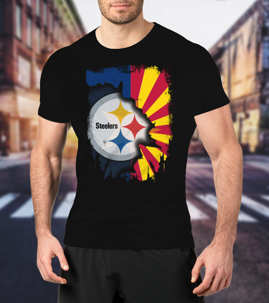 Steelers Logo With Arizona Flag Background T-Shirt