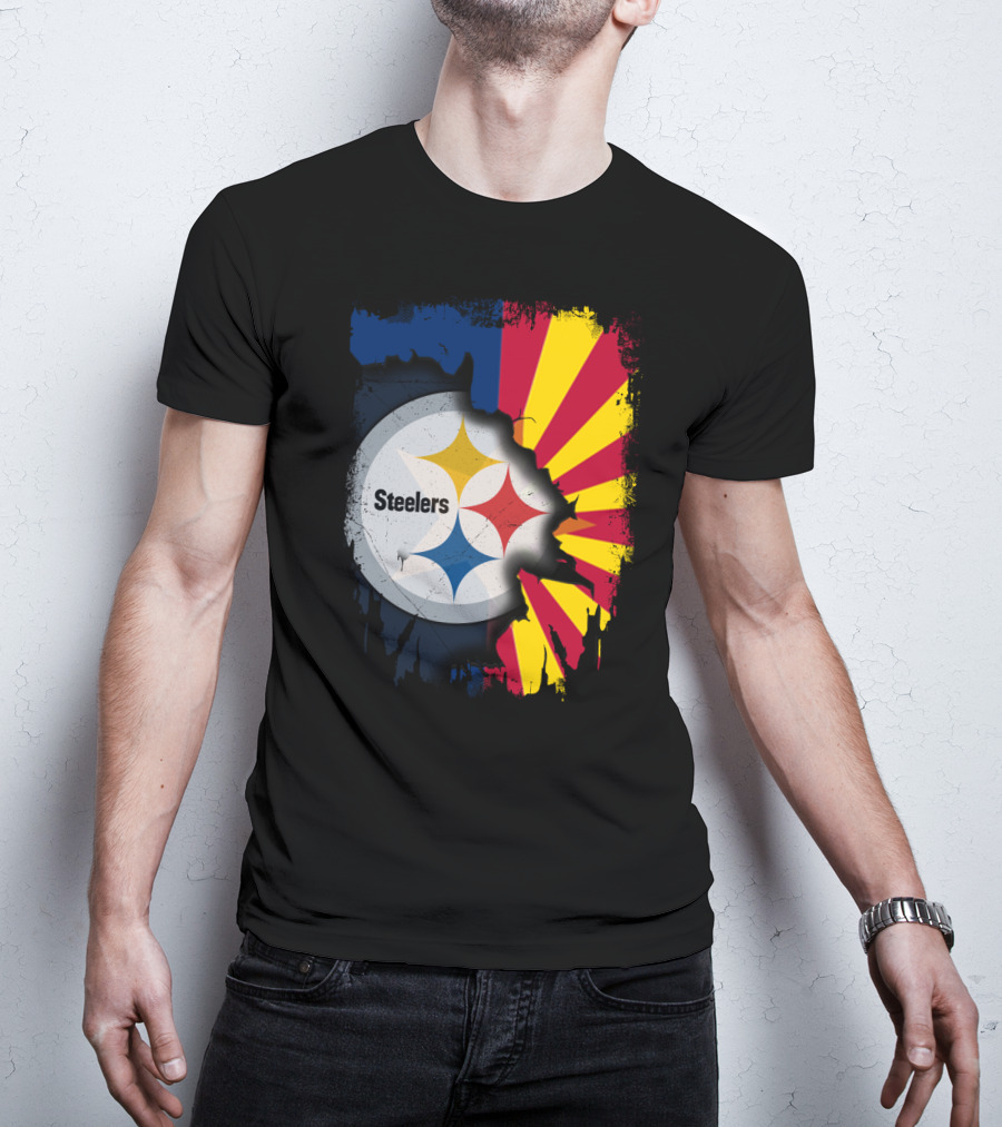 Steelers Logo With Arizona Flag Background T-Shirt