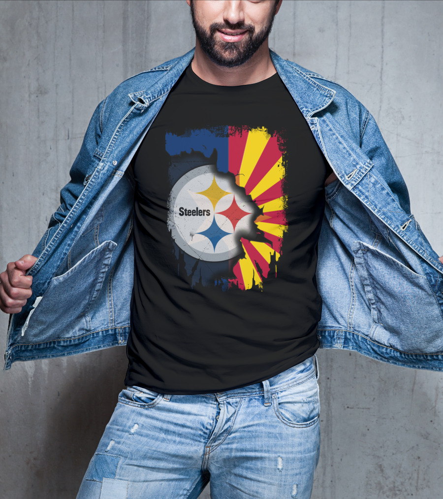 Steelers Logo With Arizona Flag Background T-Shirt