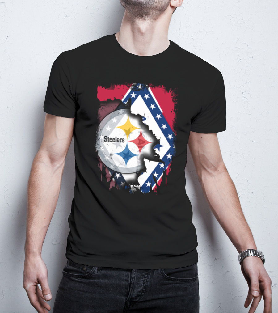 Steelers Meets Arkansas Flag Fusion T-Shirt