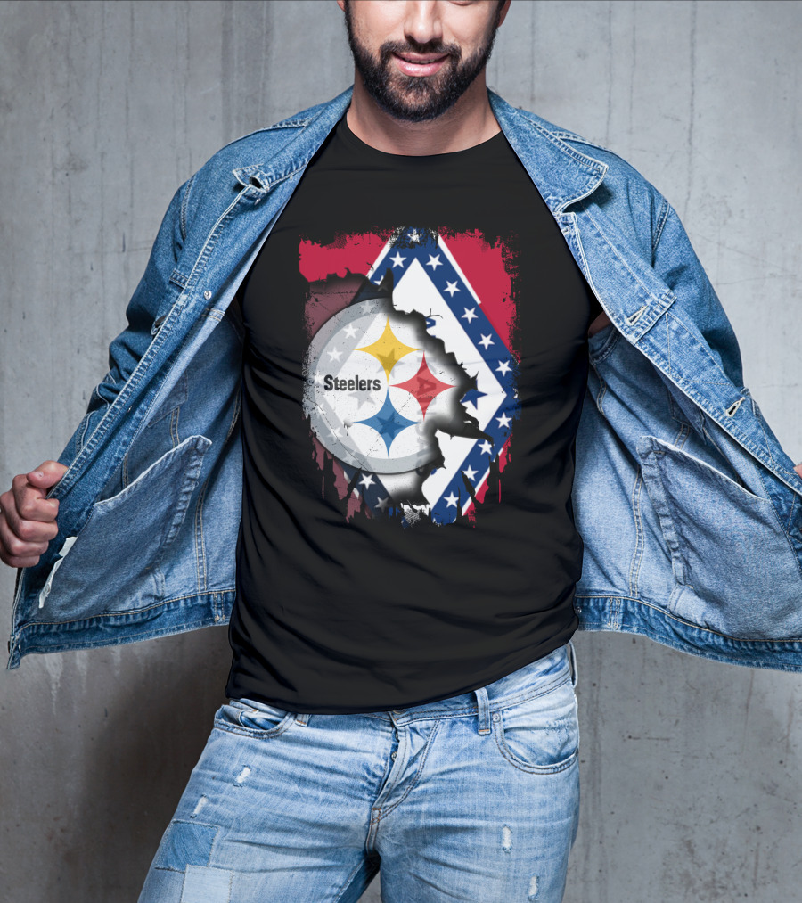 Steelers Meets Arkansas Flag Fusion T-Shirt