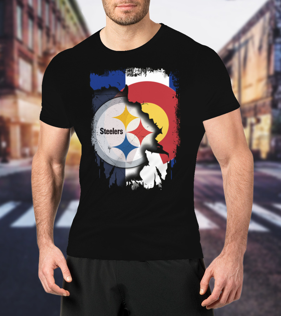 Steelers And Colorado Flag Fusion T-Shirt