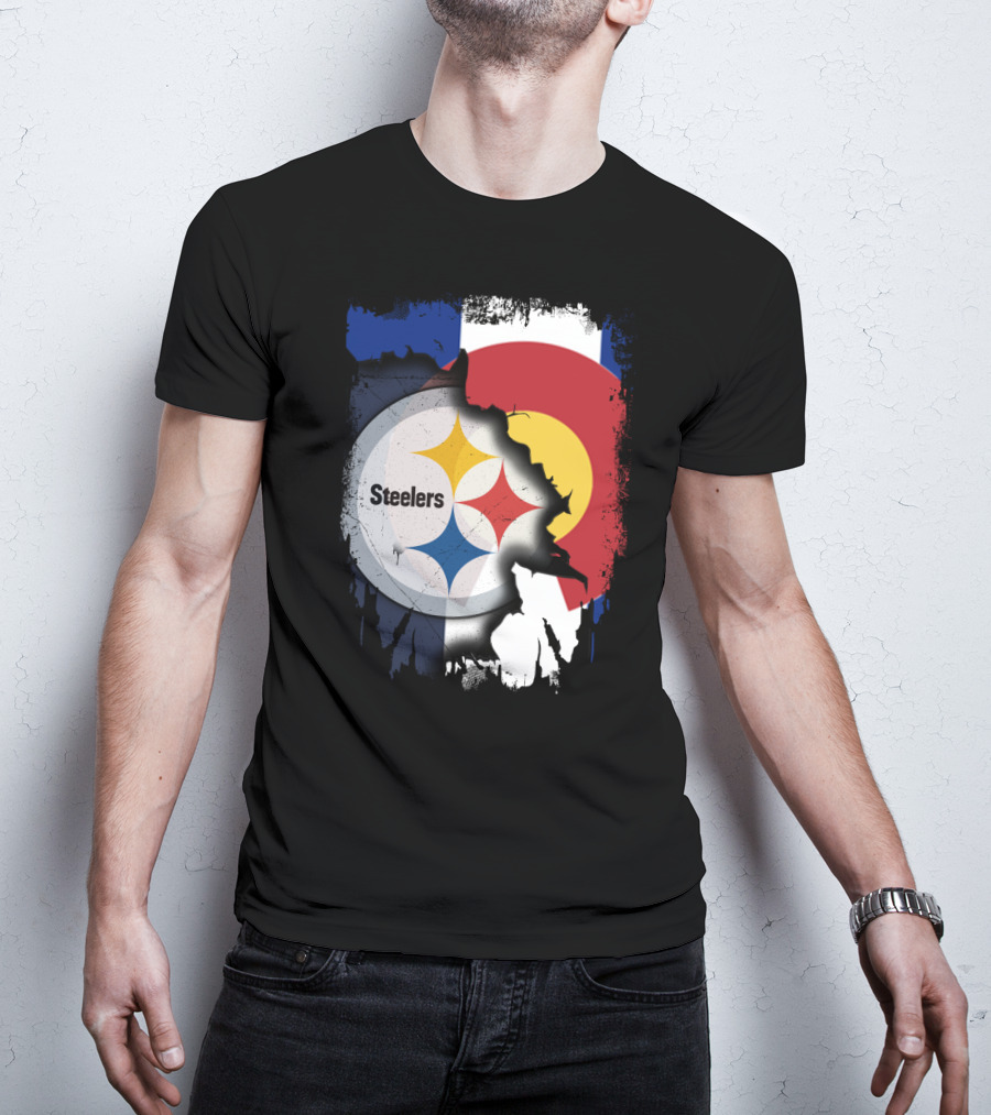 Steelers And Colorado Flag Fusion T-Shirt