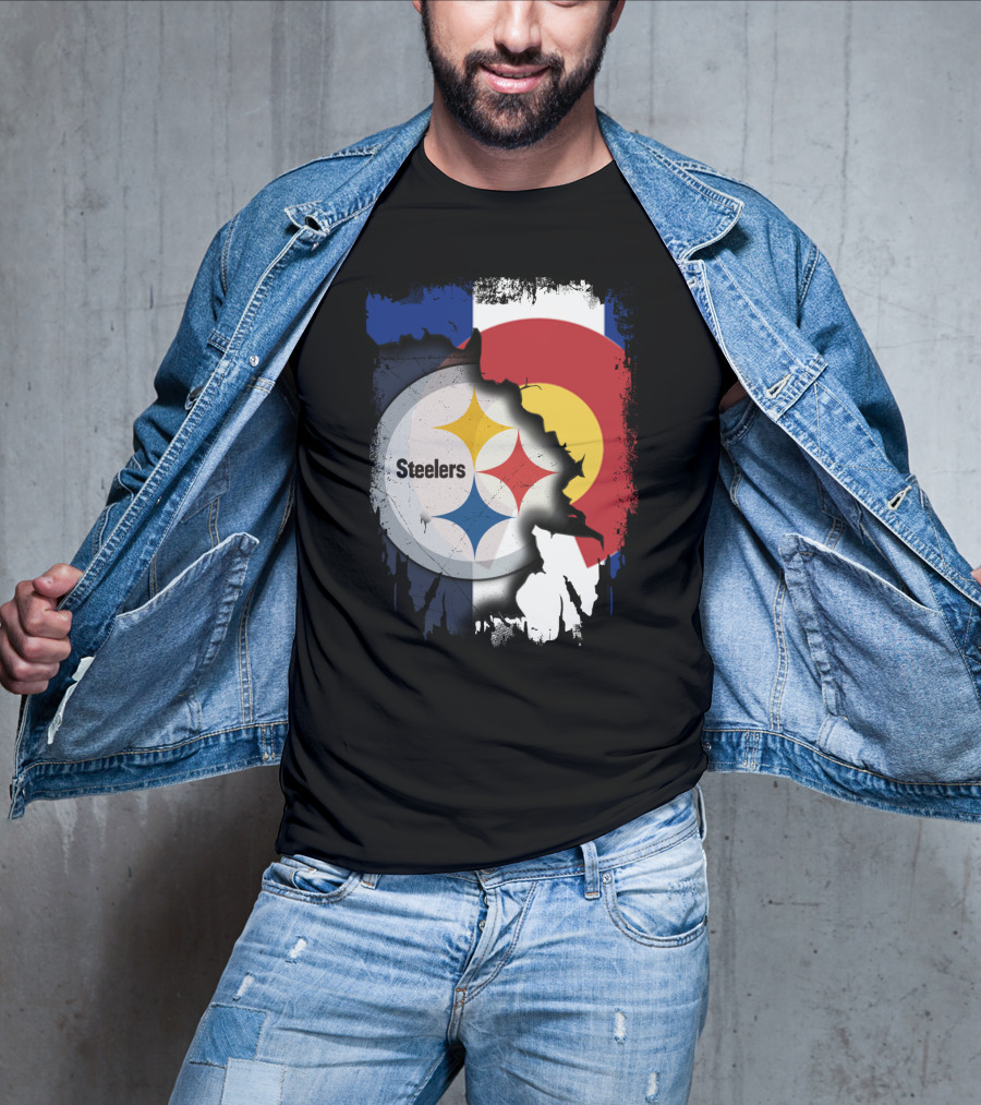Steelers And Colorado Flag Fusion T-Shirt