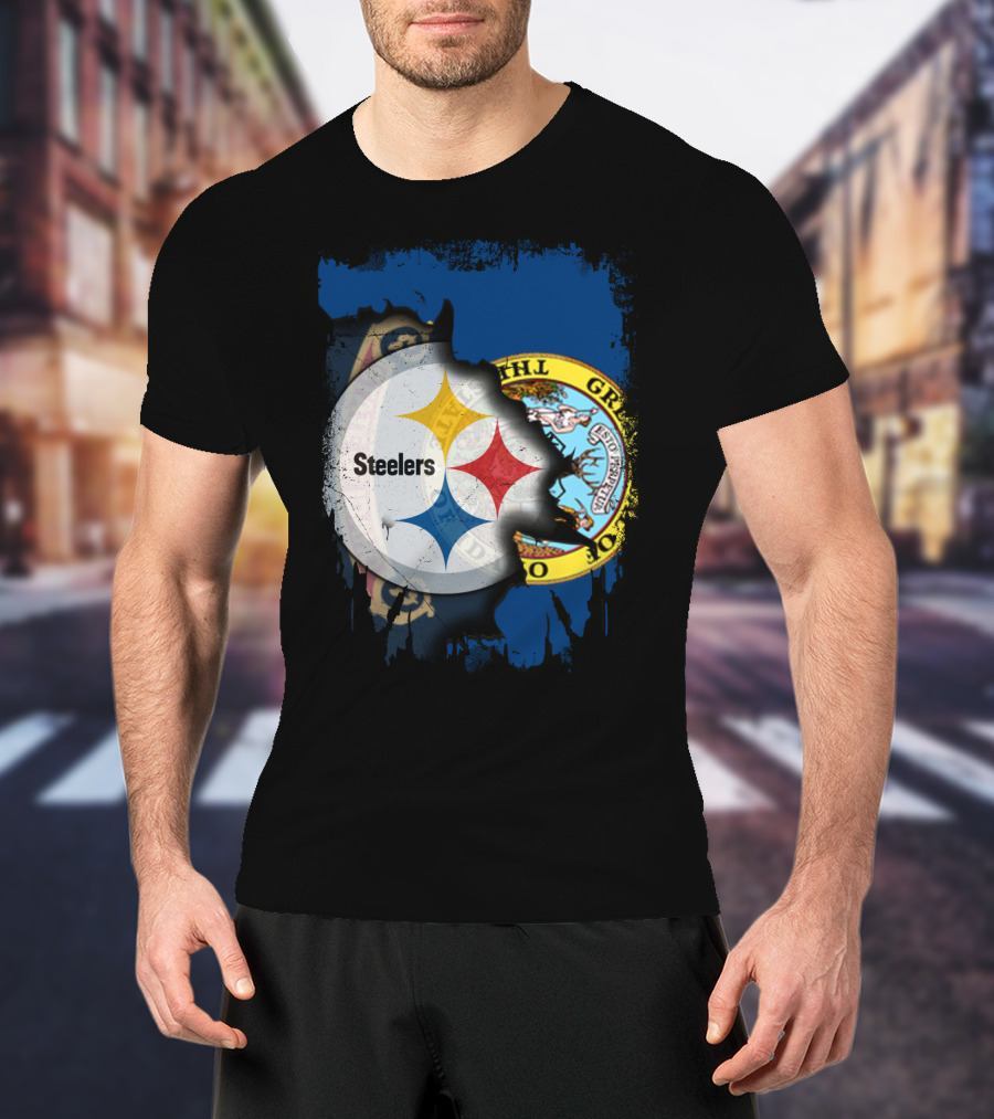 Together Idaho Steelers Logo With State Flag Background T-Shirt