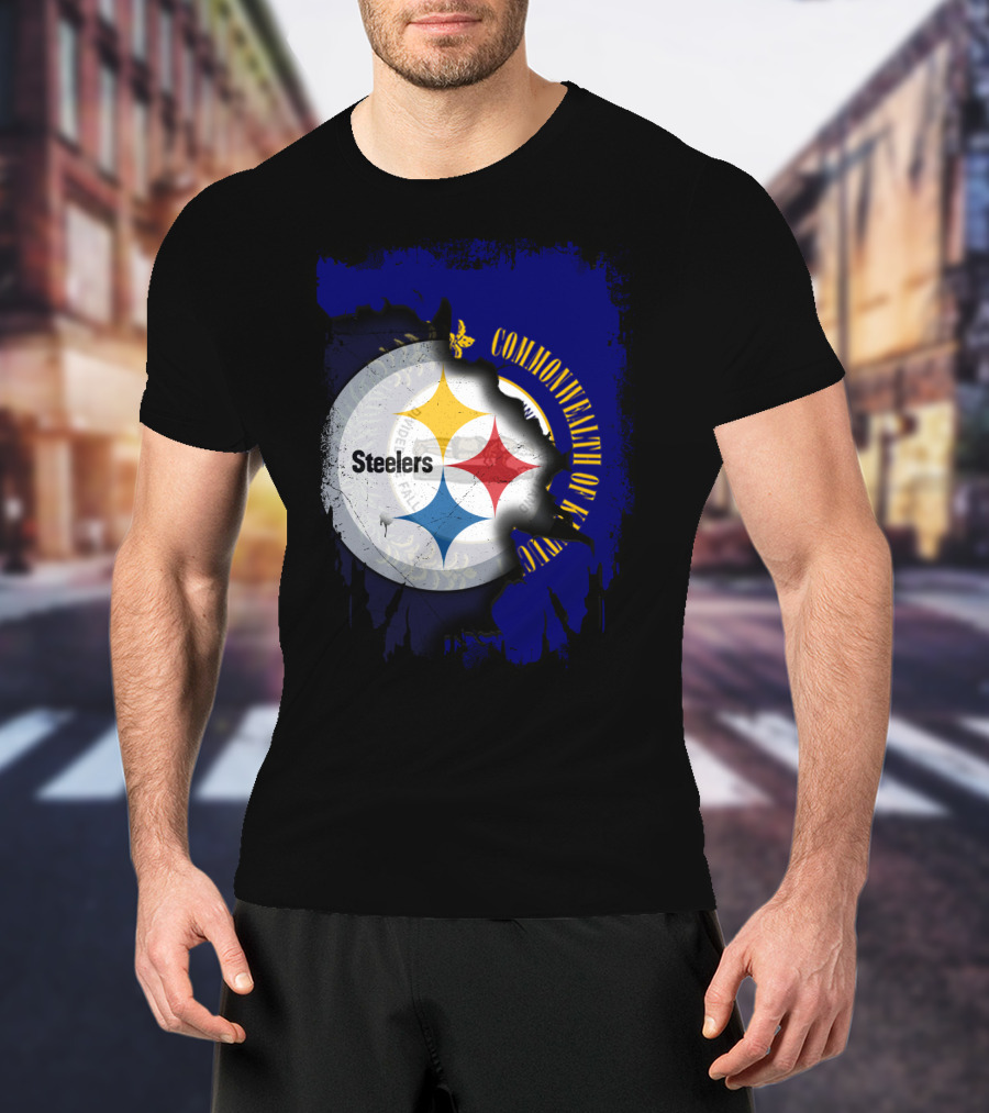 Commonwealth Of Kentucky With Steelers Football T-Shirt