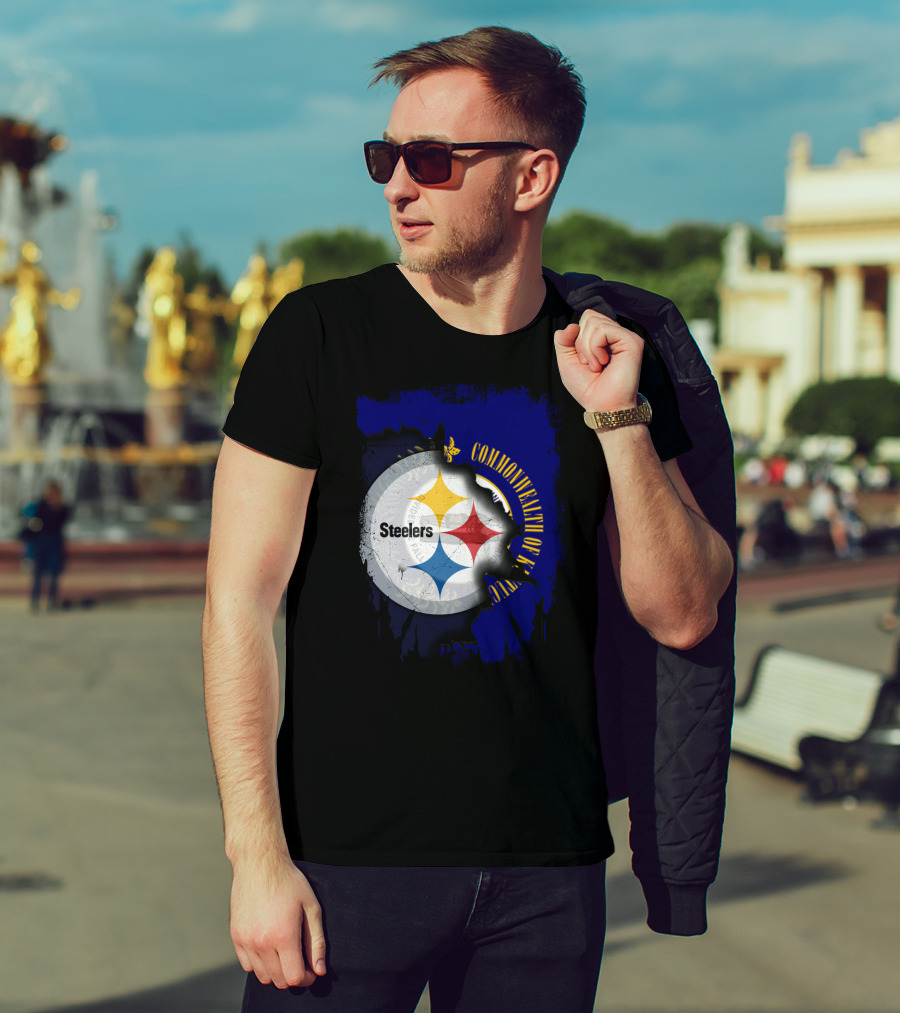 Commonwealth Of Kentucky With Steelers Football T-Shirt