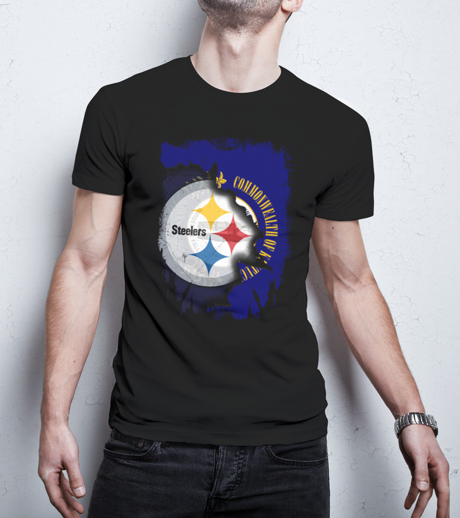 Commonwealth Of Kentucky With Steelers Football T-Shirt