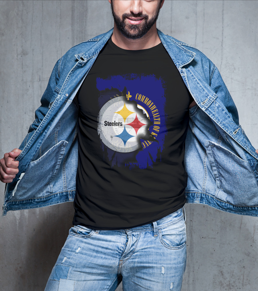Commonwealth Of Kentucky With Steelers Football T-Shirt