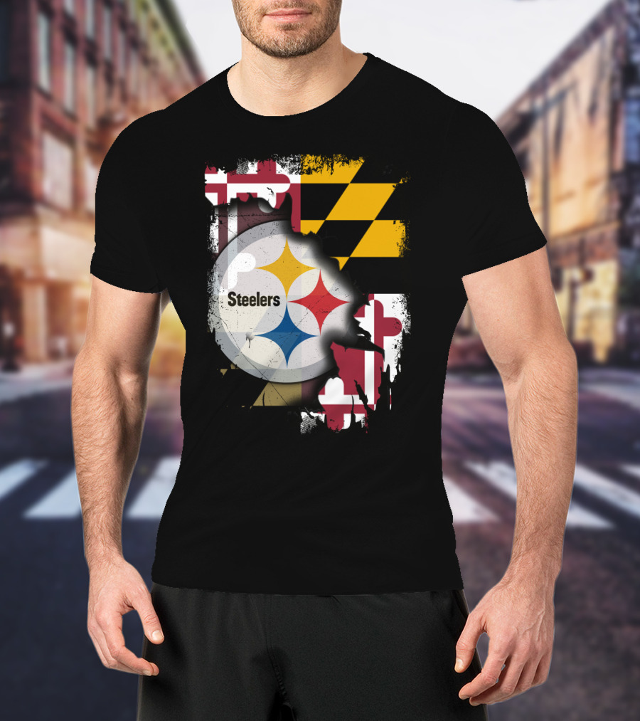 Together Maryland Flag Steelers Logo Fusion T-Shirt