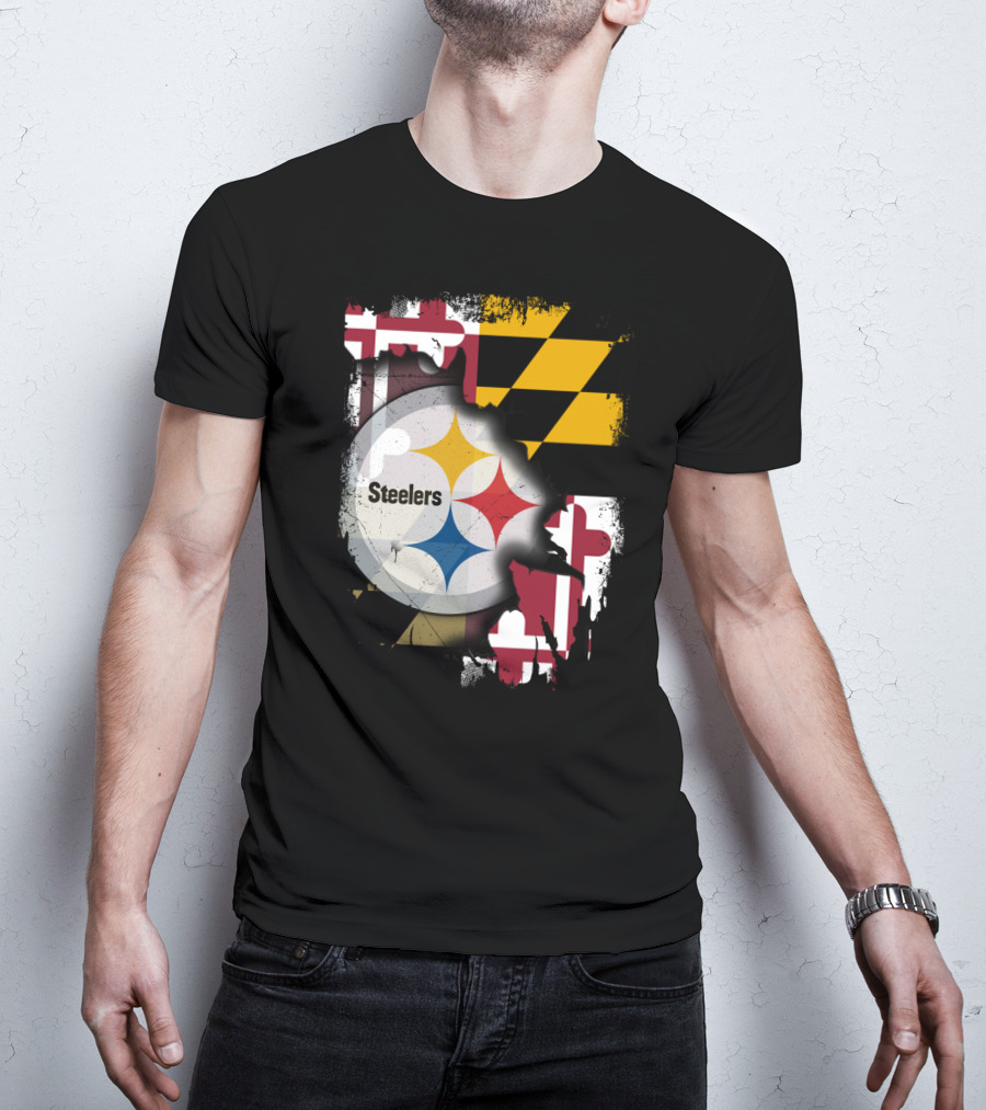 Together Maryland Flag Steelers Logo Fusion T-Shirt