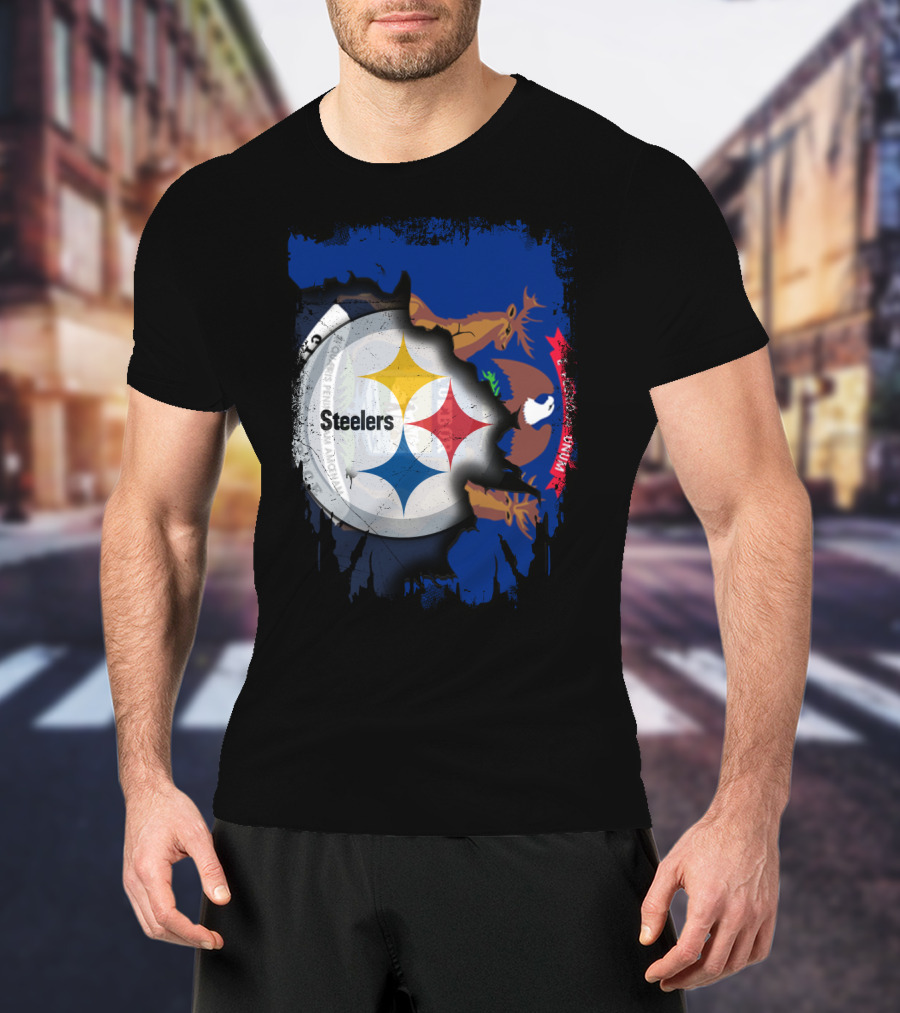 Together Michigan Emblem Featuring Steelers Logo Integration T-Shirt