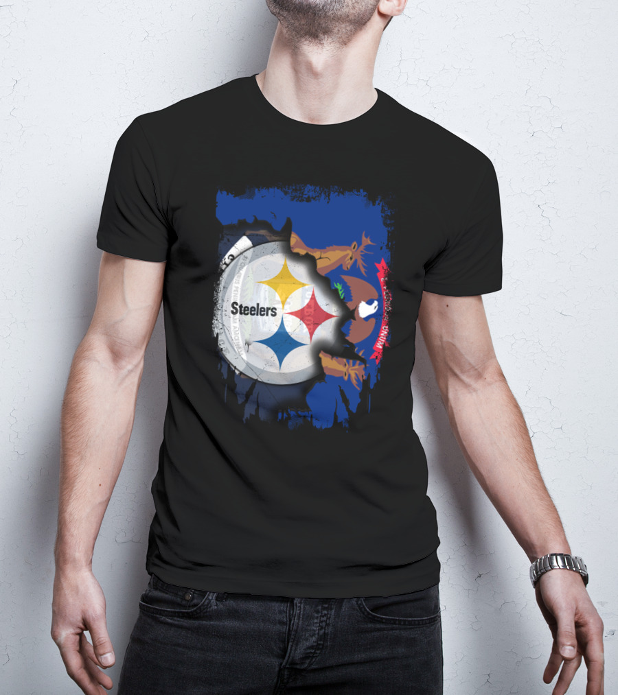 Together Michigan Emblem Featuring Steelers Logo Integration T-Shirt