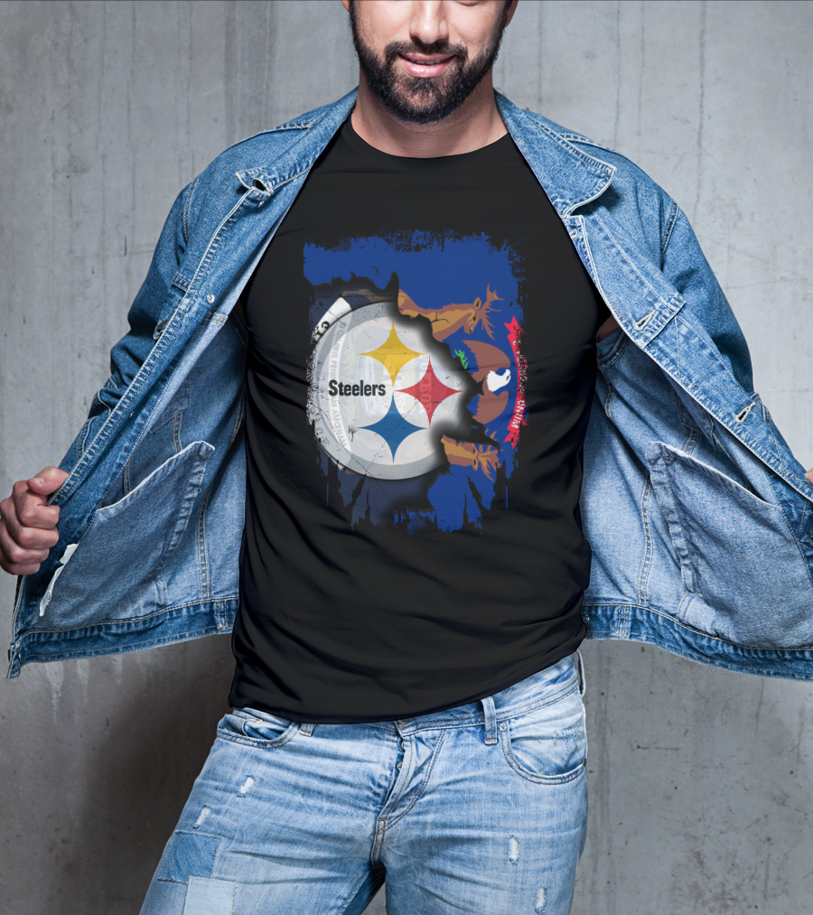 Together Michigan Emblem Featuring Steelers Logo Integration T-Shirt