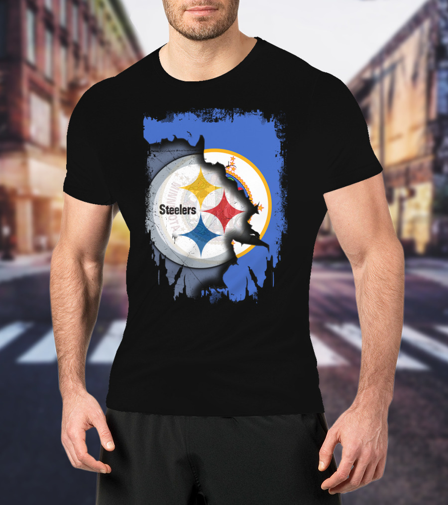 Steelers And Minnesota United Iconic Symbol Fusion T-Shirt