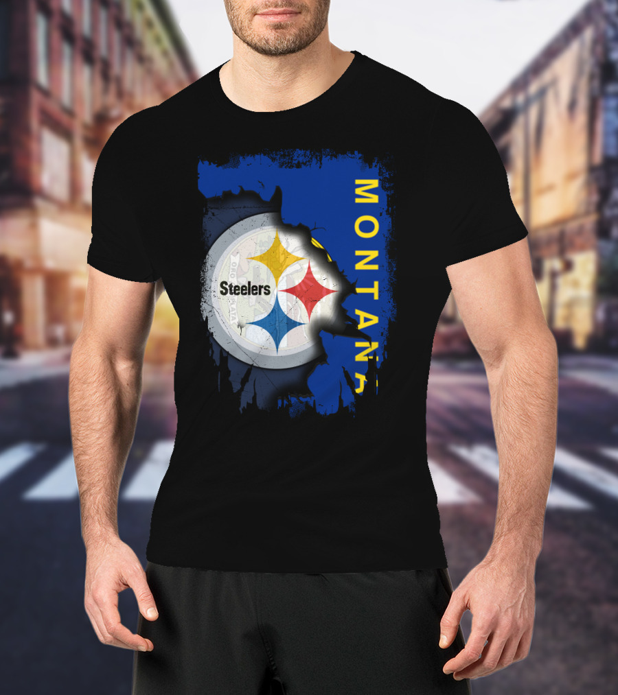 Montana Steelers Emblem With State T-Shirt