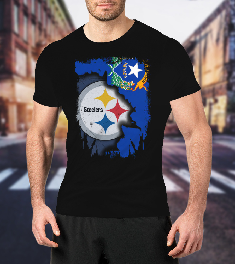 Nevada Steelers Fan Collaboration With State Flag Elements T-Shirt