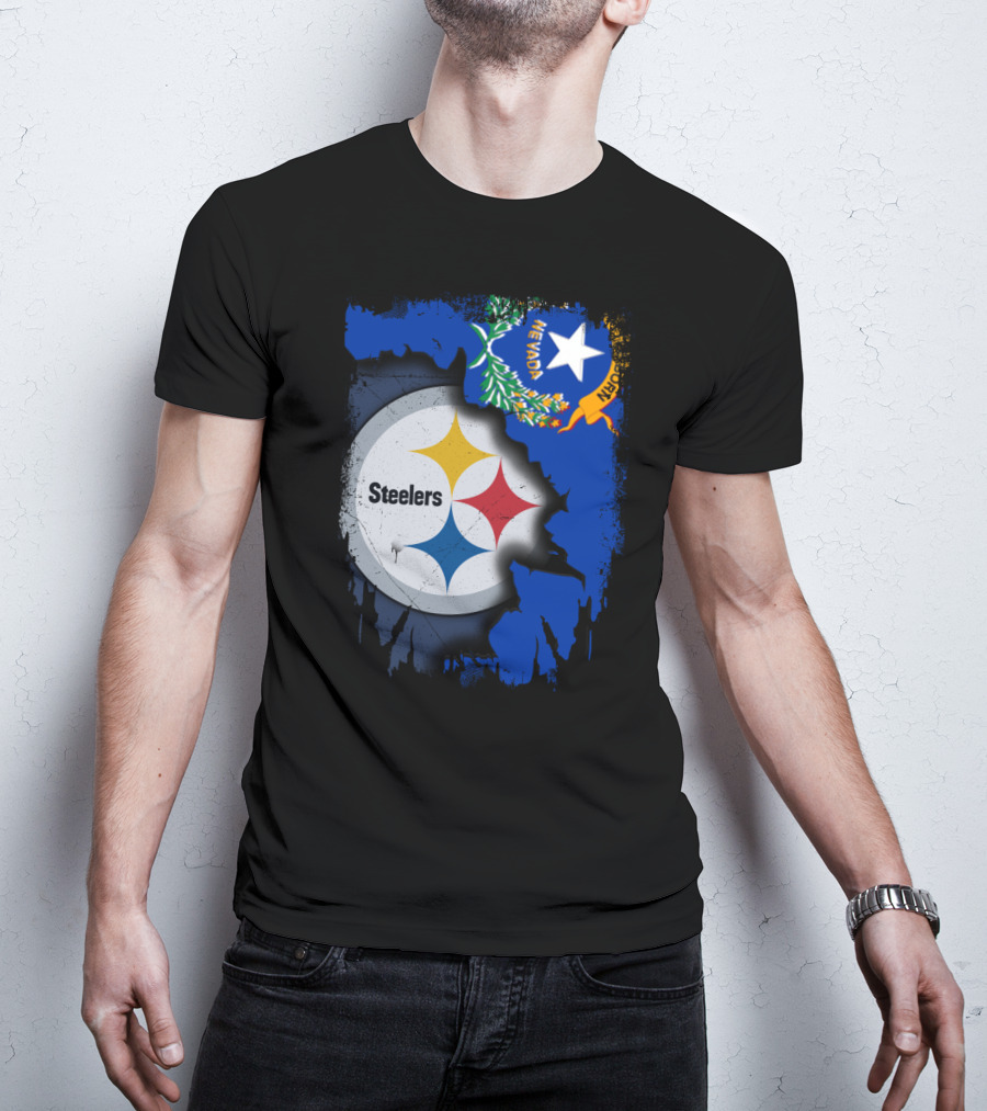 Nevada Steelers Fan Collaboration With State Flag Elements T-Shirt