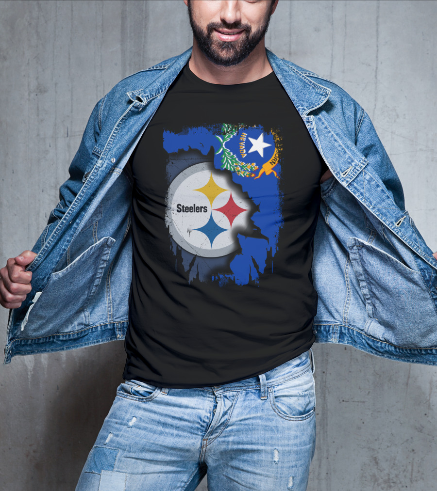 Nevada Steelers Fan Collaboration With State Flag Elements T-Shirt