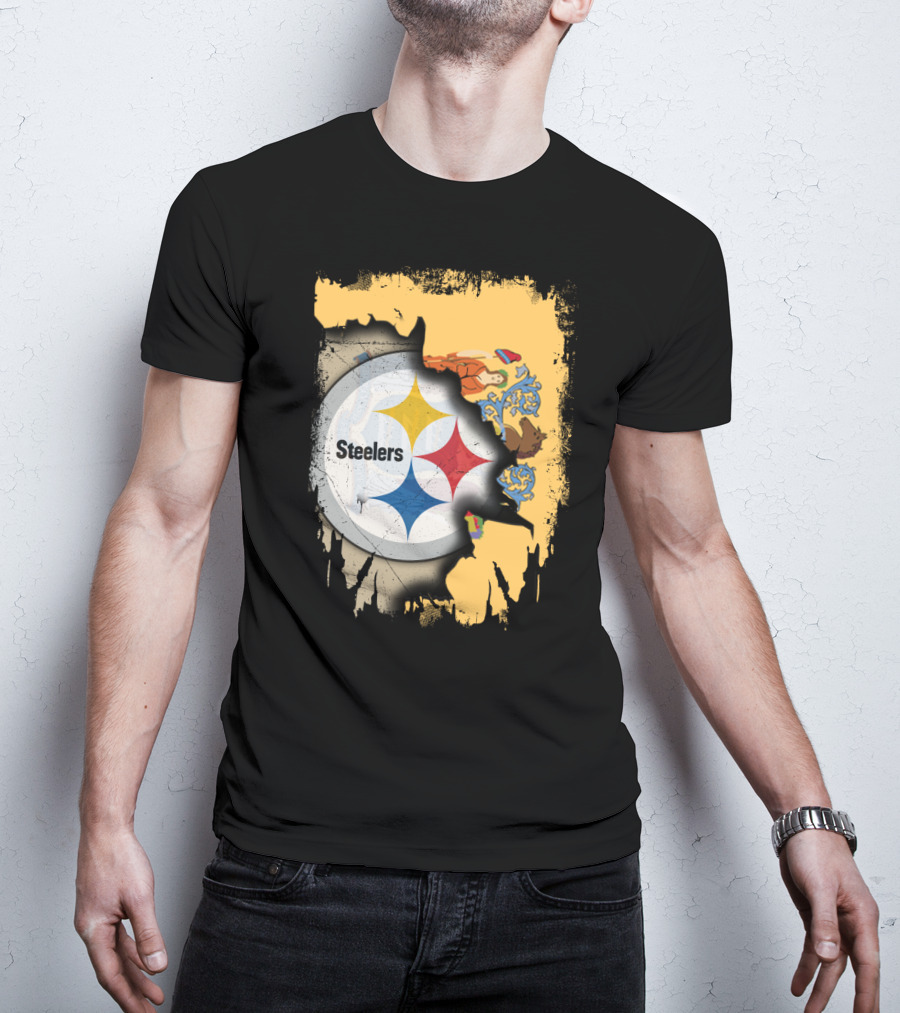 Steelers Logo Within New Jersey Map T-Shirt
