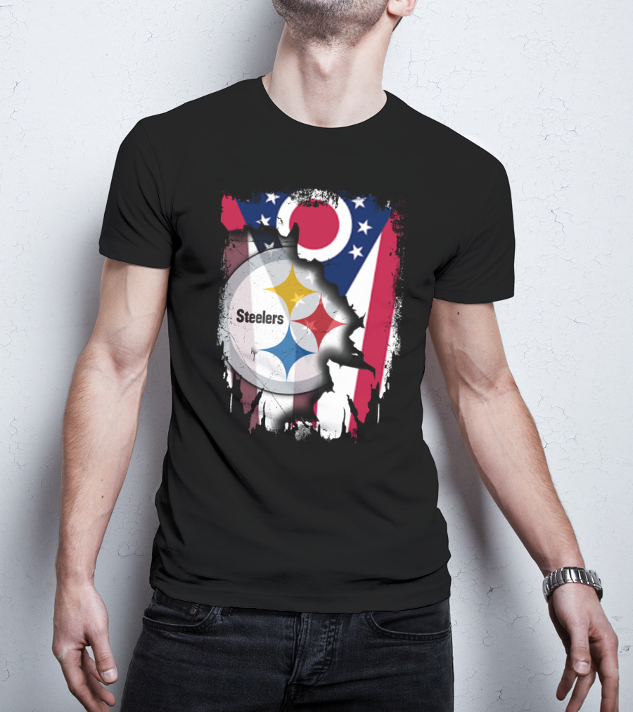 Ohio Steelers Fusion With Flag T-Shirt