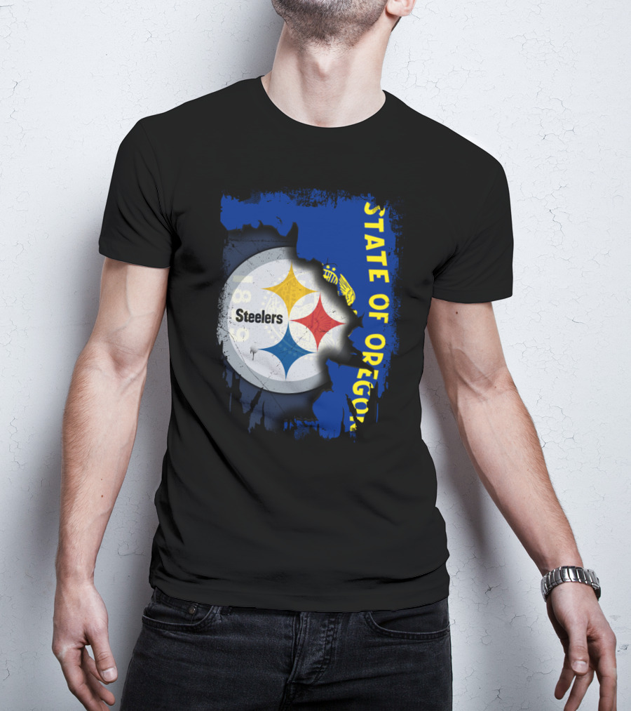 State Of Oregon 1848 Steelers Logo Fusion T-Shirt