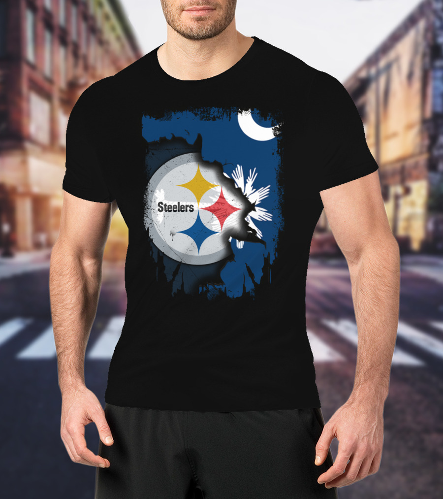 Steelers Logo Integrated With South Carolina Flag Elements T-Shirt