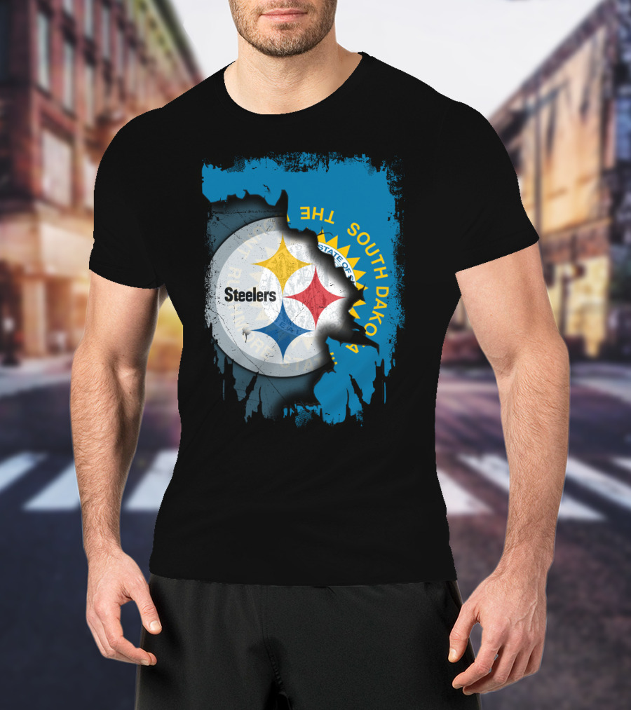 South Dakota State Flag With Steelers Logo Integration T-Shirt