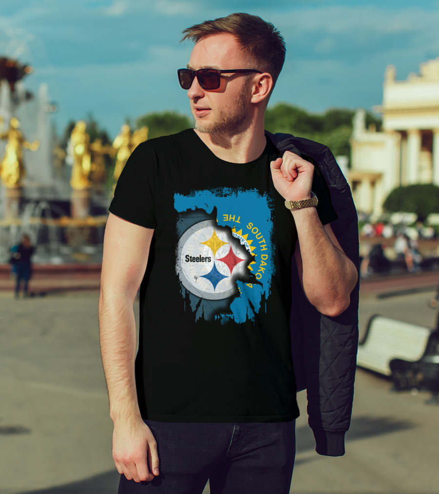 South Dakota State Flag With Steelers Logo Integration T-Shirt