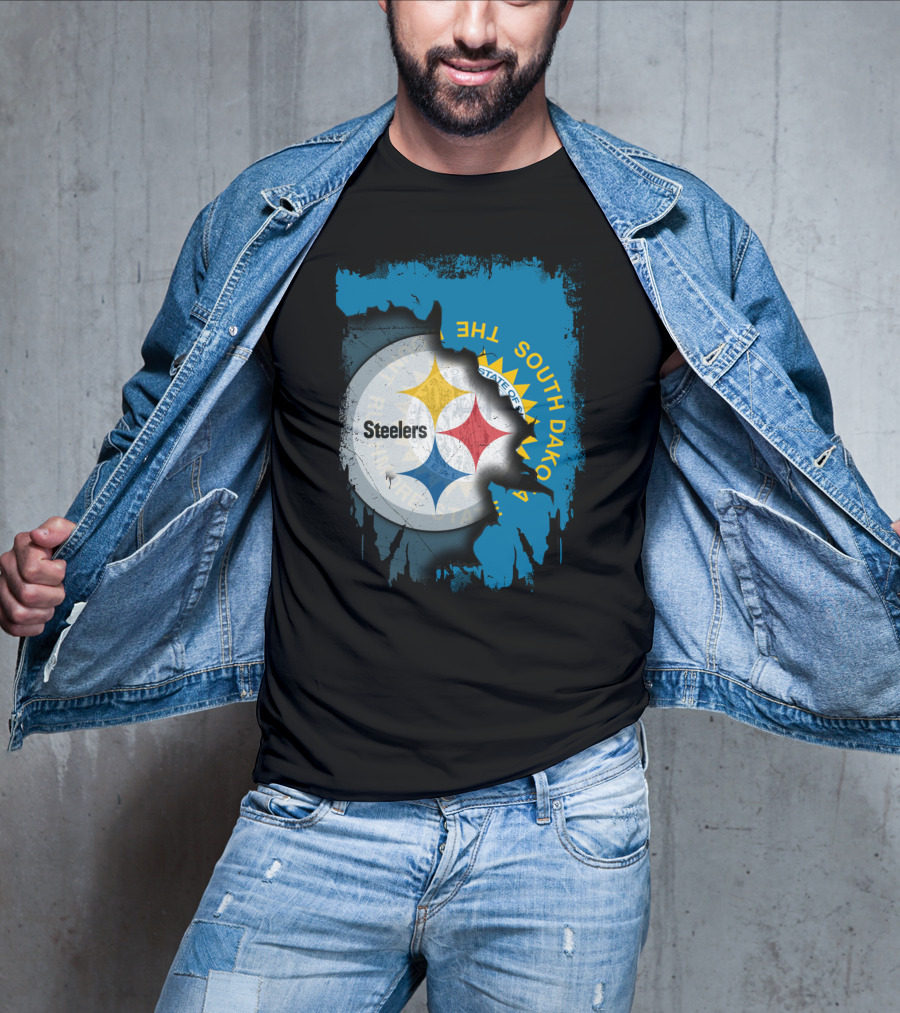 South Dakota State Flag With Steelers Logo Integration T-Shirt