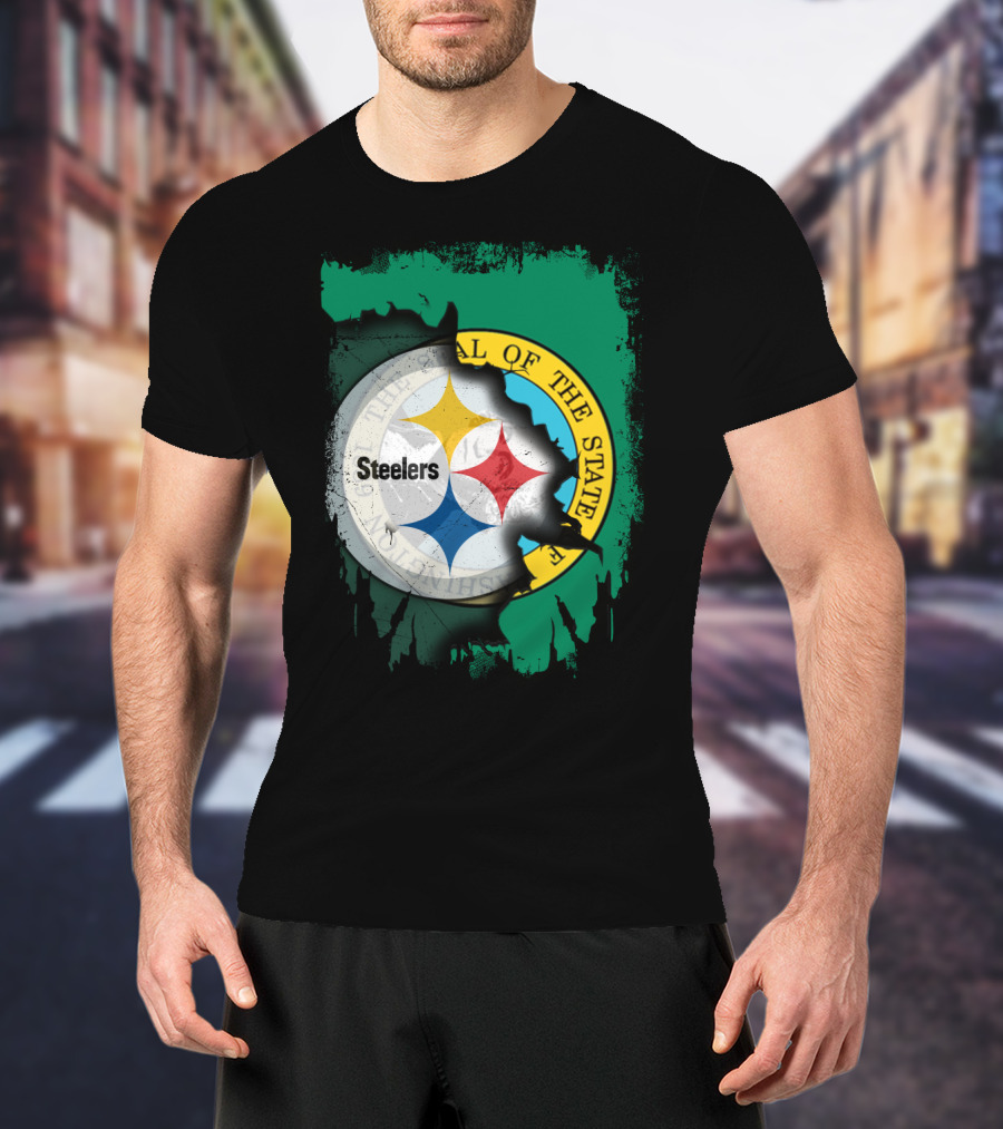 Washington State Meets Steelers Football Emblem T-Shirt