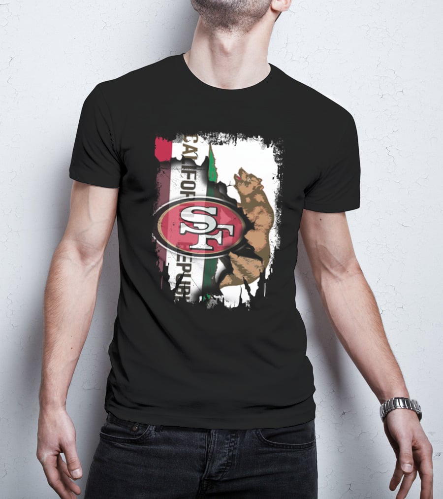 California Republic Bear With 49ers SF T-Shirt