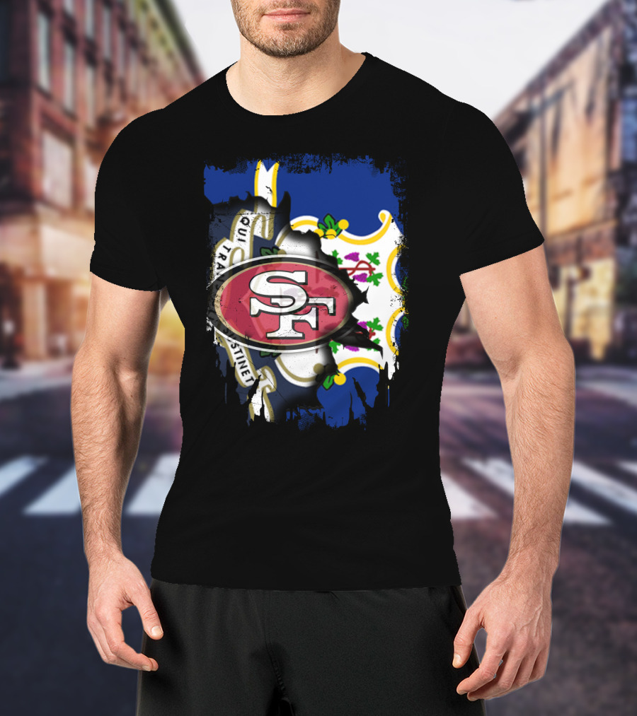 Connecticut Flag With San Francisco 49ers T-Shirt