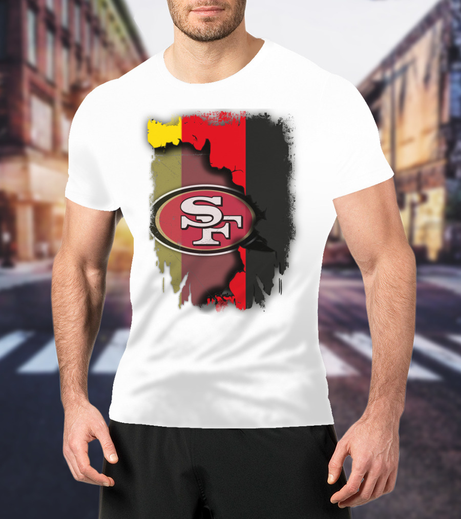 Germany Flag With San Francisco 49ers Logo Blend T-Shirt