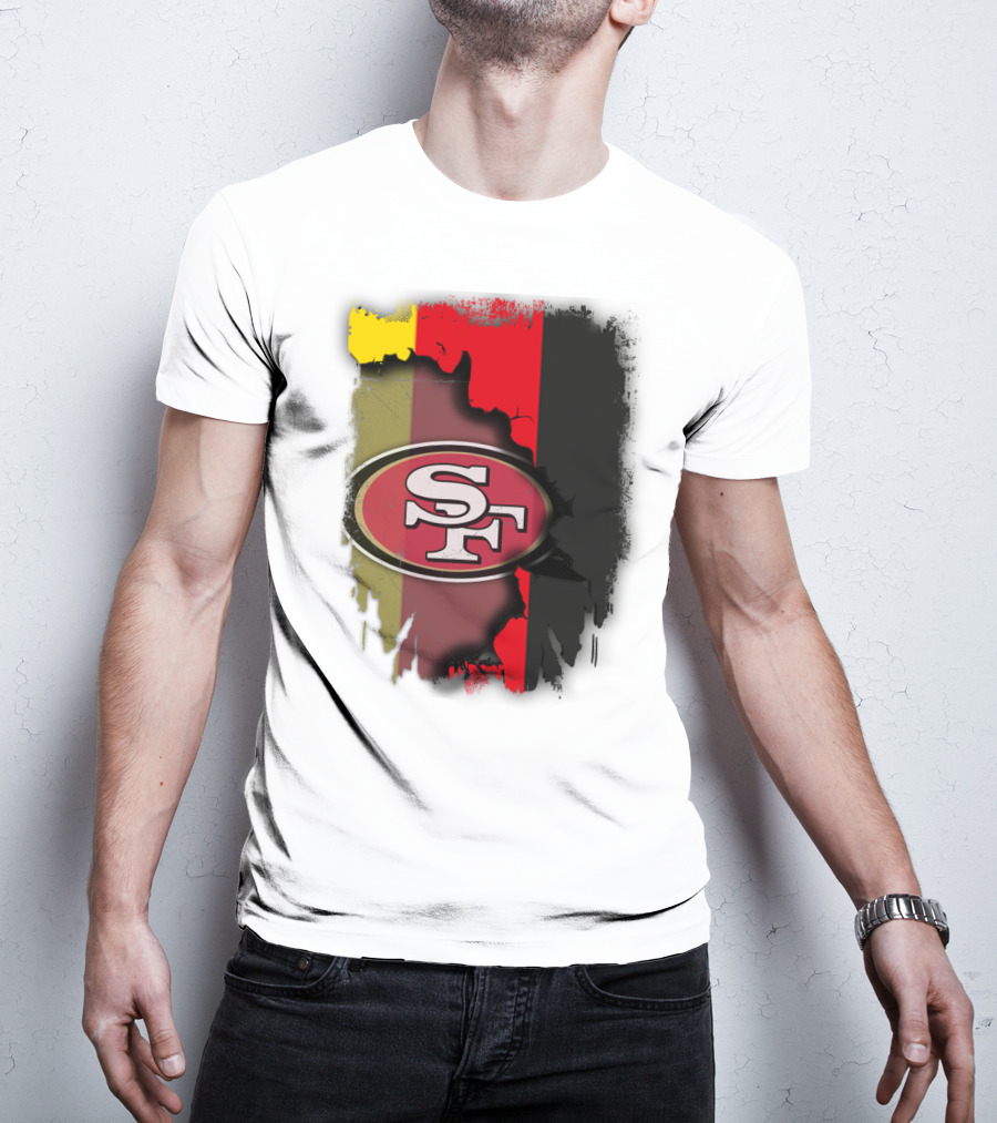 Germany Flag With San Francisco 49ers Logo Blend T-Shirt
